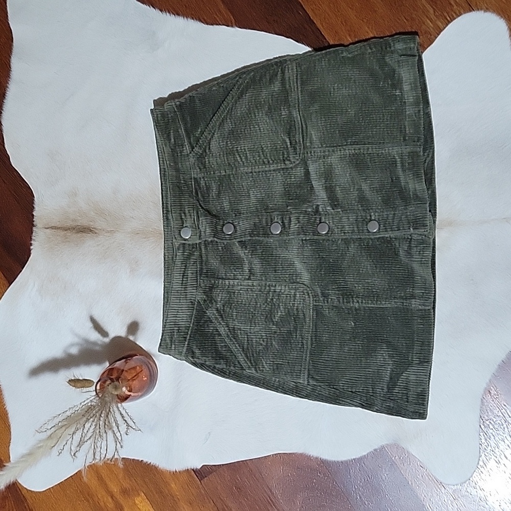 Green Corduroy Mini Skirt S